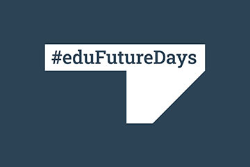 Logo von eduFutureDays auf dunkelblauen Hintergrund.